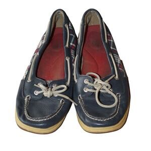 Sperry Top Sider Navy Blue Plaid Size 10